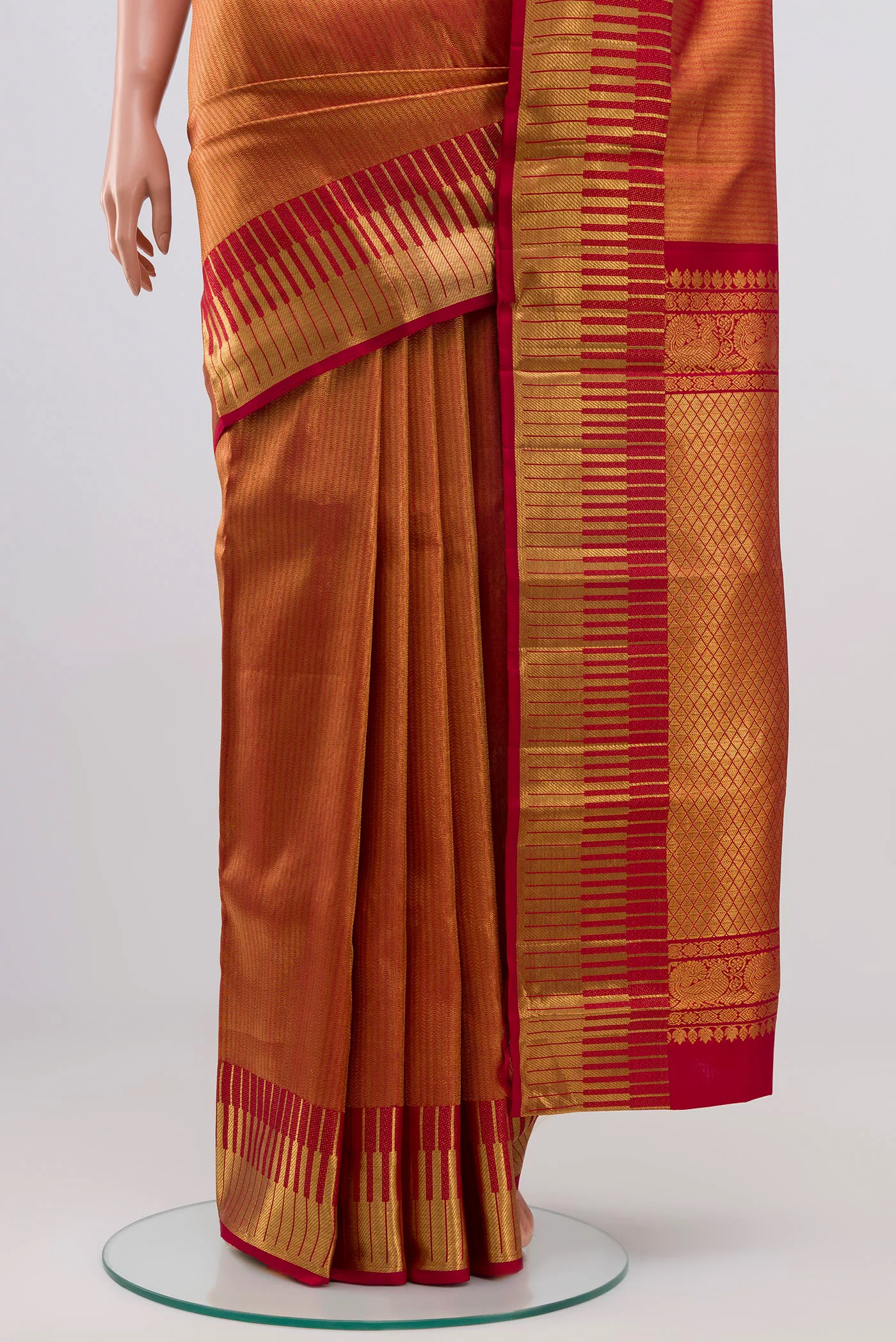 Red Kanchipuram Silk Saree - Image 3