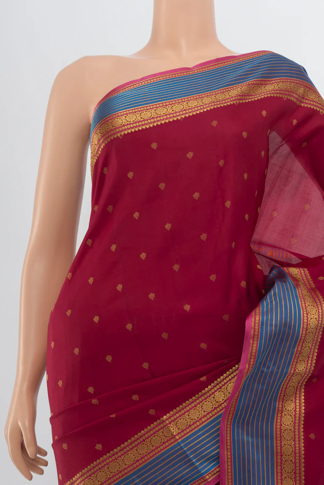 Maroon Kanchipuram Silk Saree - Image 2