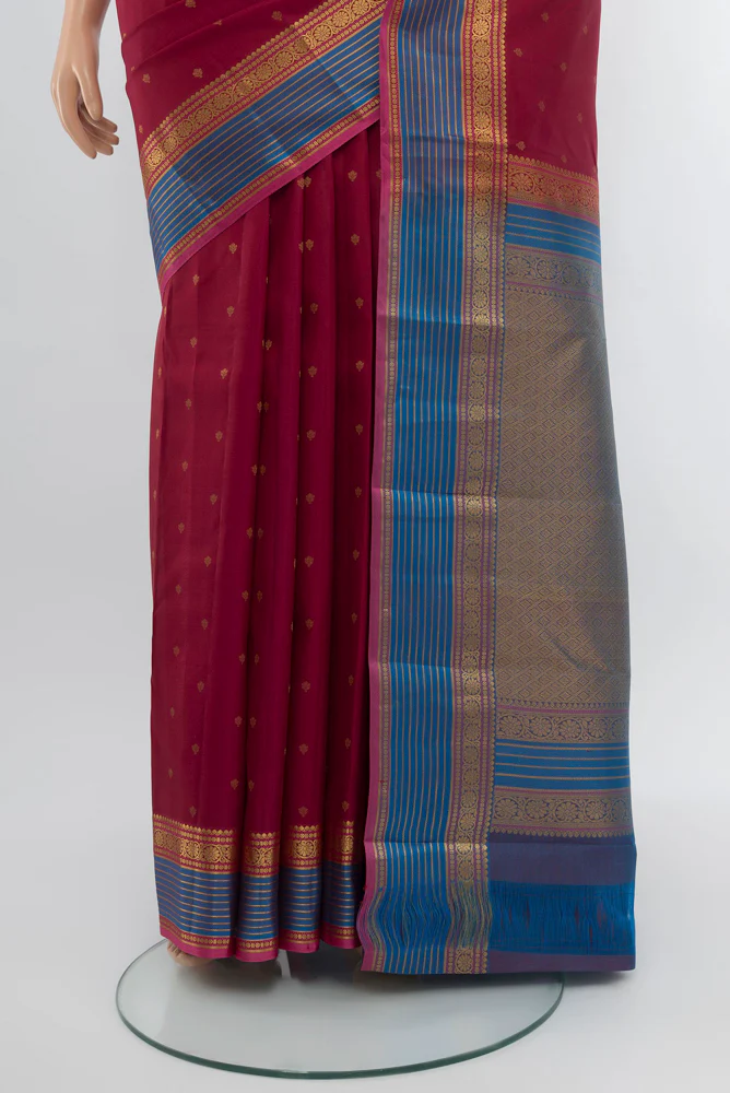Maroon Kanchipuram Silk Saree - Image 3