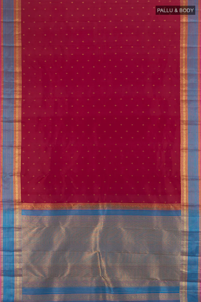 Maroon Kanchipuram Silk Saree - Image 5