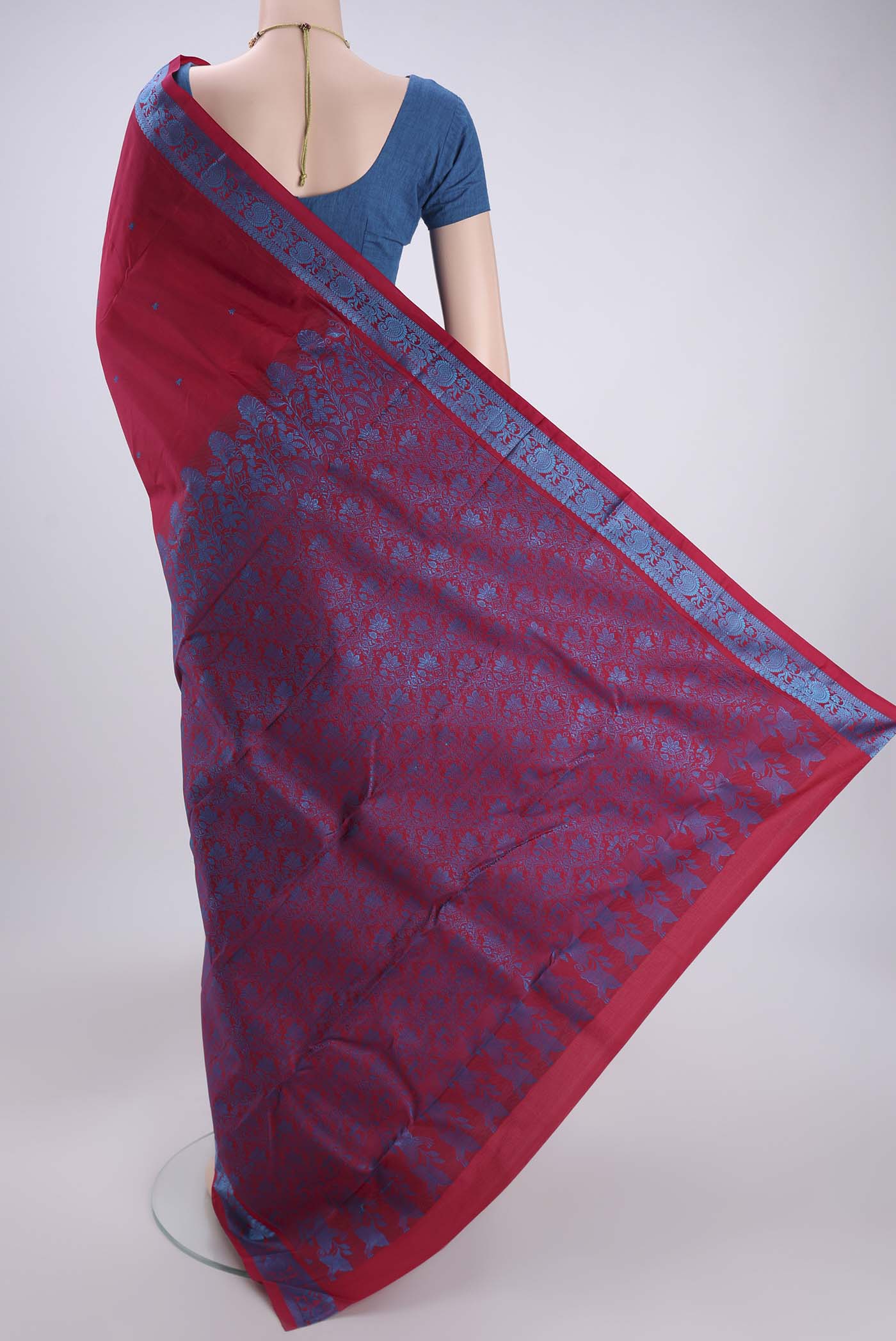 Maroon Kanchipuram Silk Saree - Image 3