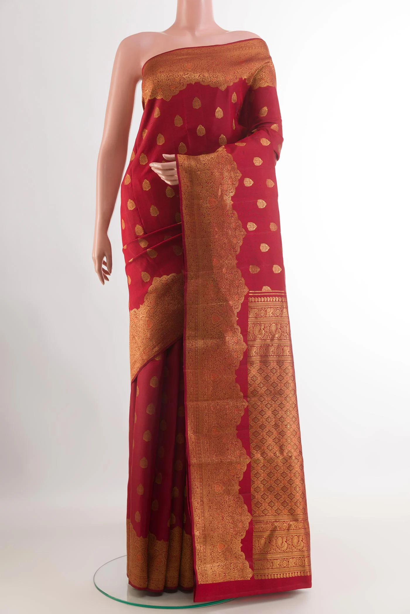 Maroon Kanchipuram Silk Saree