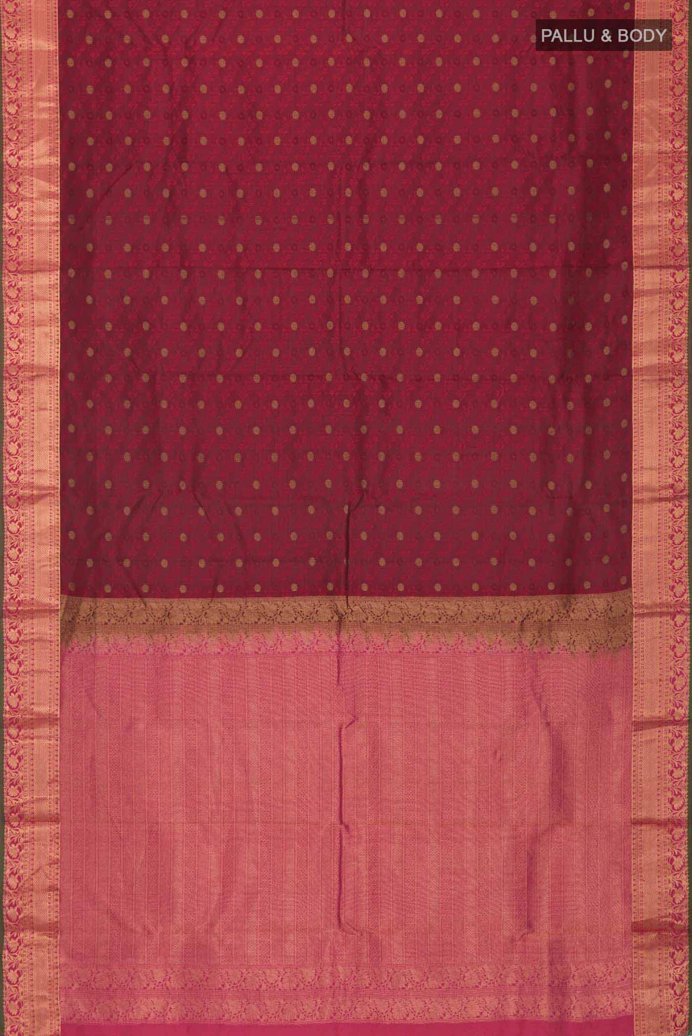 Maroon Kanchipuram Silk Saree - Image 6