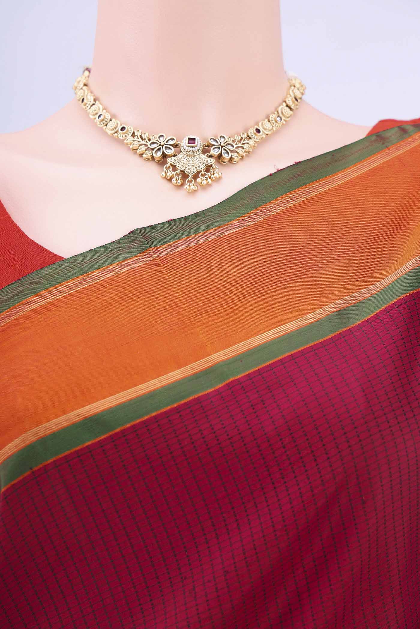 Maroon Kanjivaram Silk Saree - Image 2
