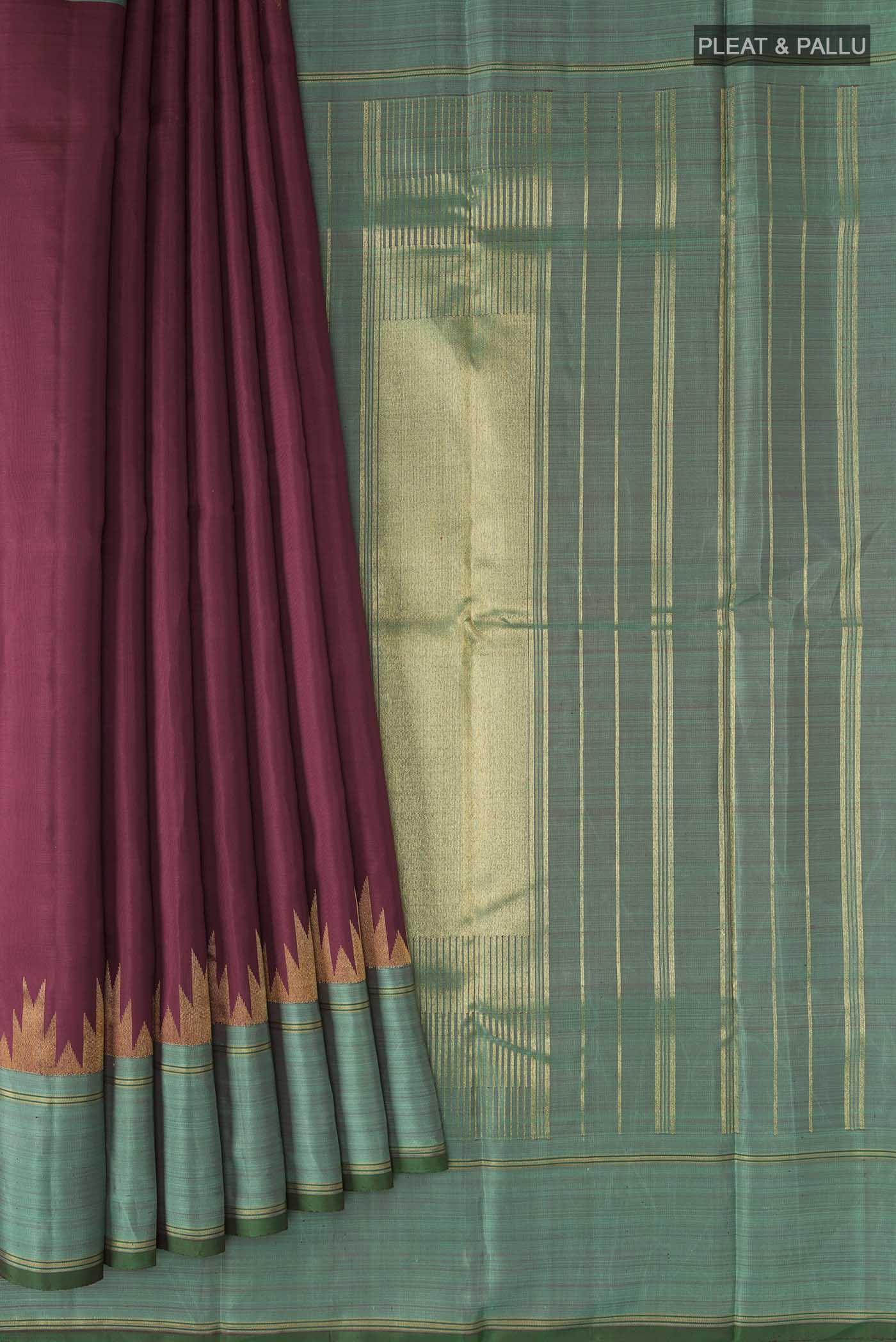 Maroon Kanchipuram Silk Saree - Image 4