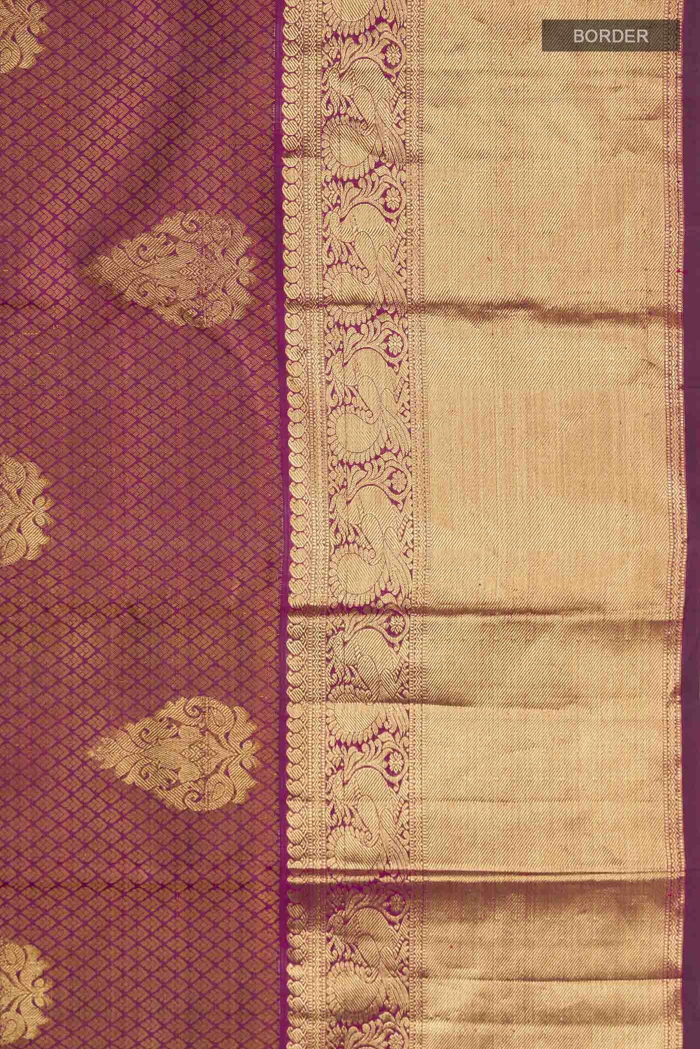 Magenta Kanjivaram Silk Saree - Image 3