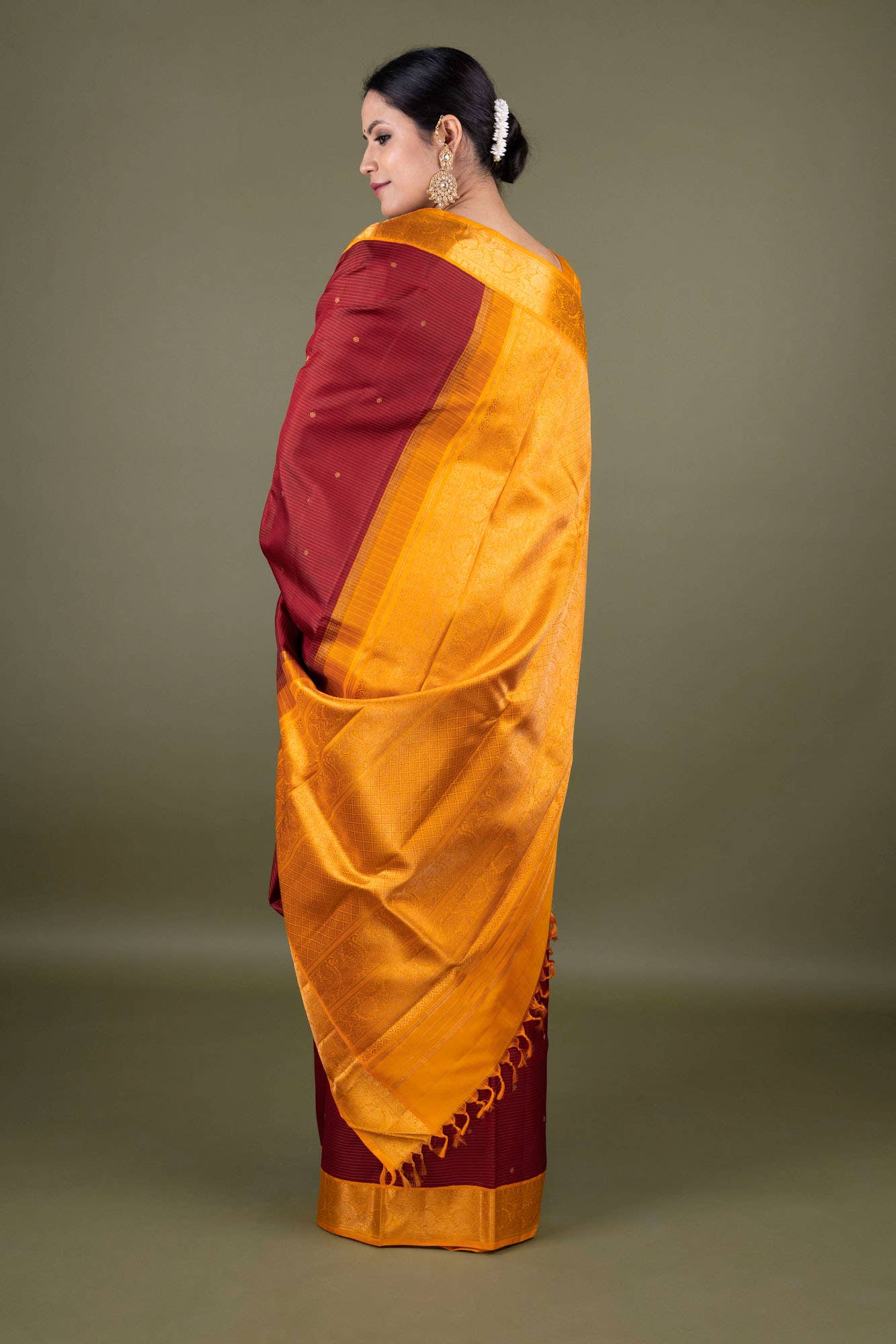 Maroon Kanchipuram Silk Saree - Image 3