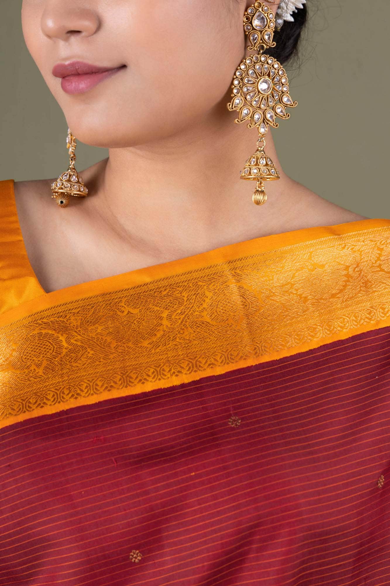 Maroon Kanchipuram Silk Saree - Image 4
