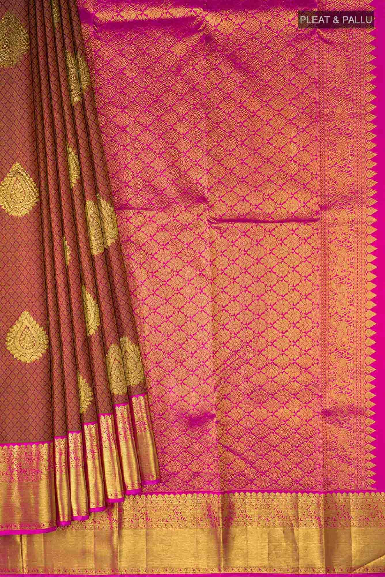 Maroon Kanjivaram Silk Saree - Image 2