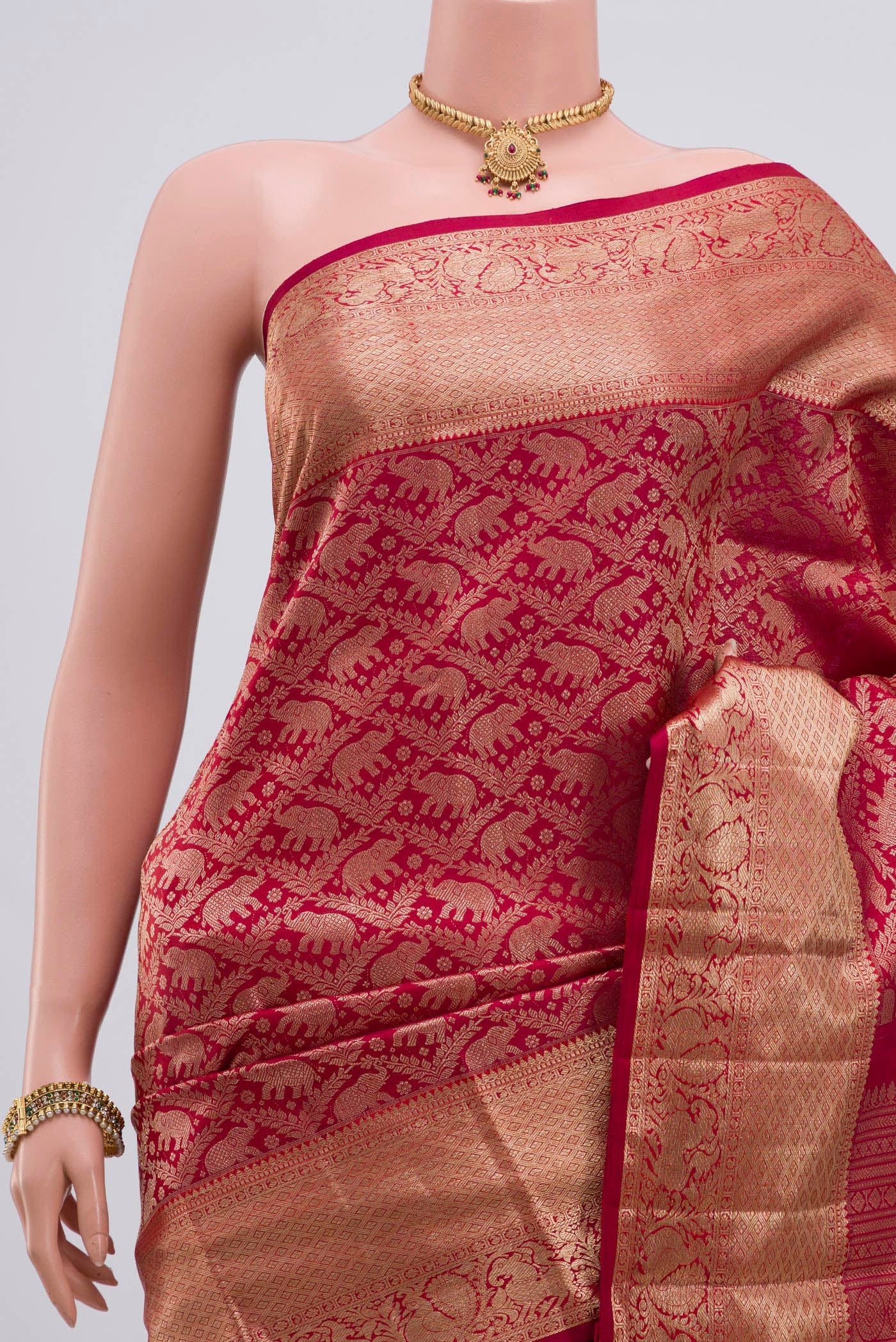 Maroon Kanchipuram Silk Saree - Image 2
