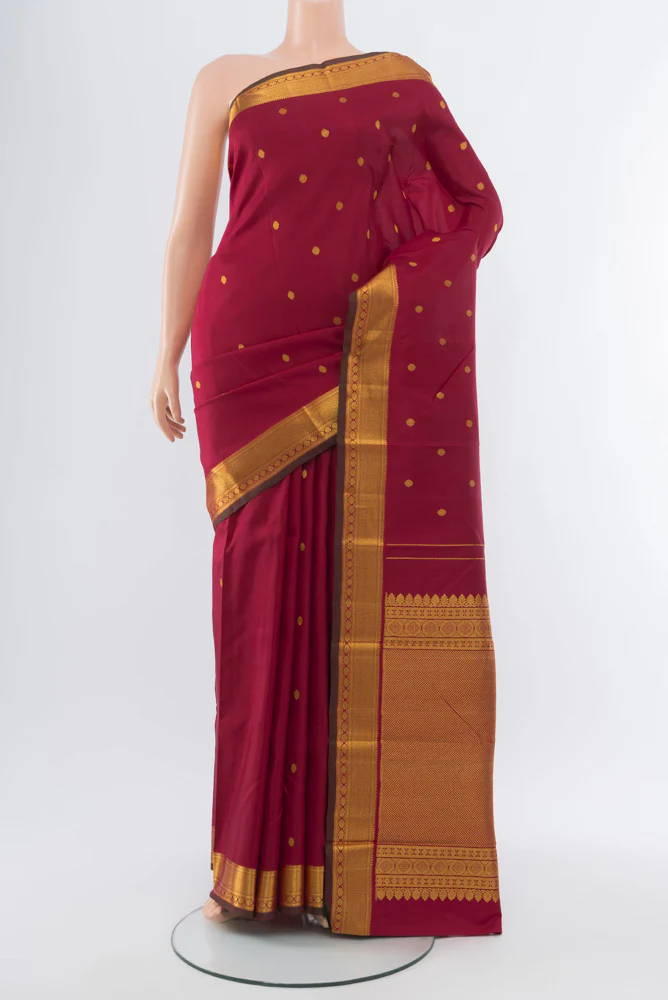 Pure Silk Pure Zari Maroon Kanchipuram Saree