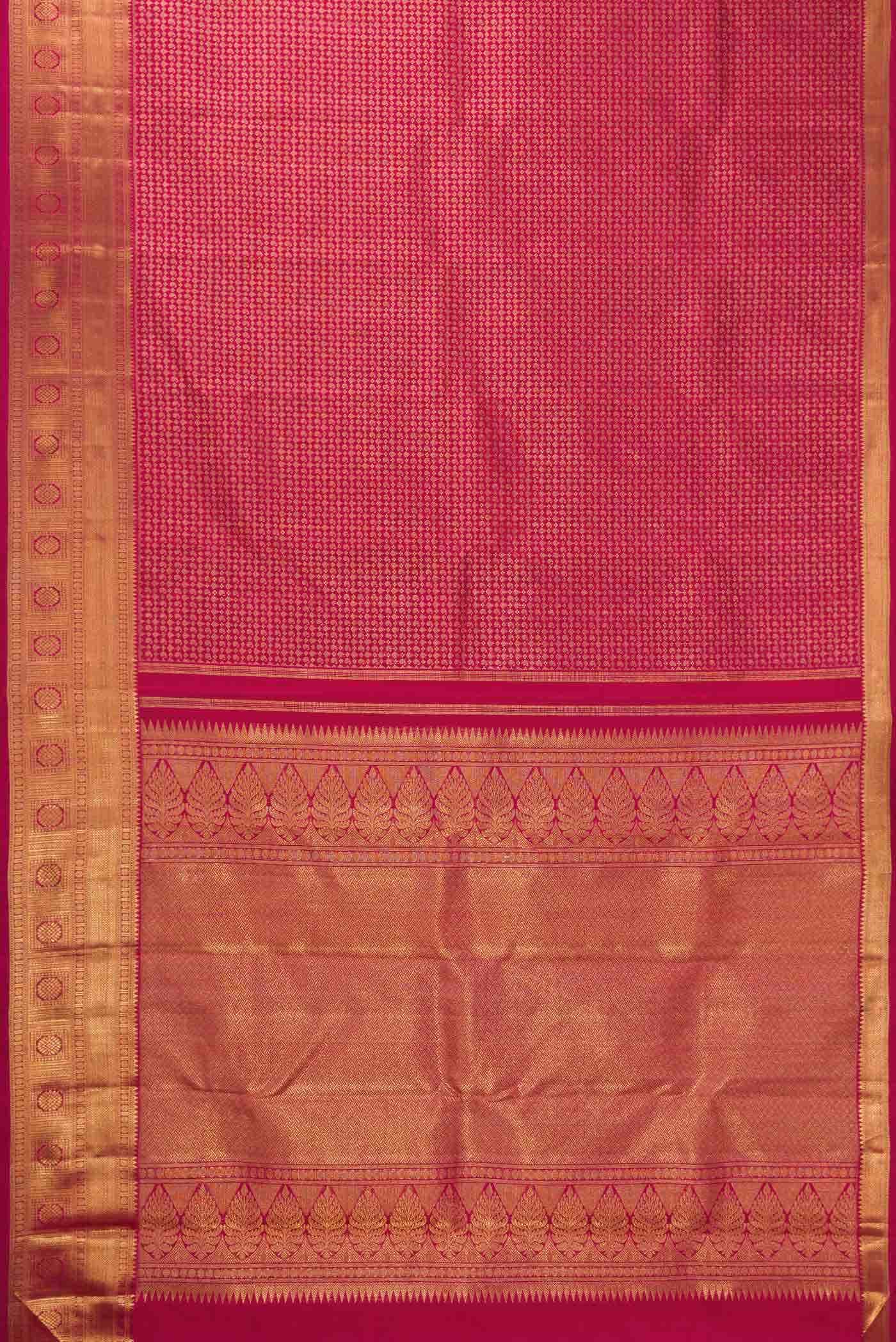 Pure Silk Pure Zari Maroon Kanjivaram Saree - Image 4