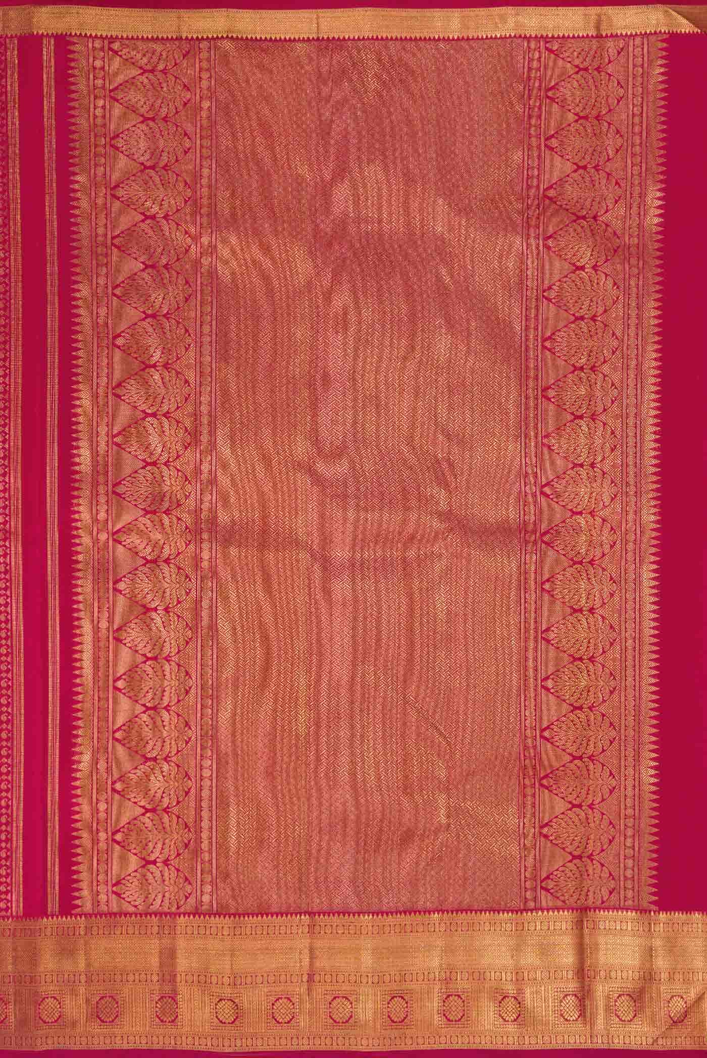 Pure Silk Pure Zari Maroon Kanjivaram Saree - Image 5