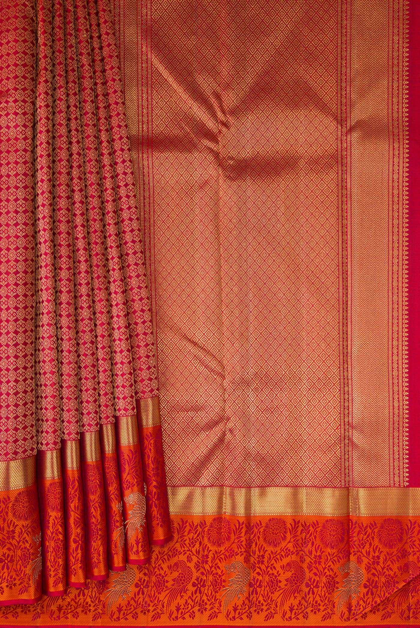 Pure Silk Pure Zari Maroon Kanchipuram Saree - Image 4