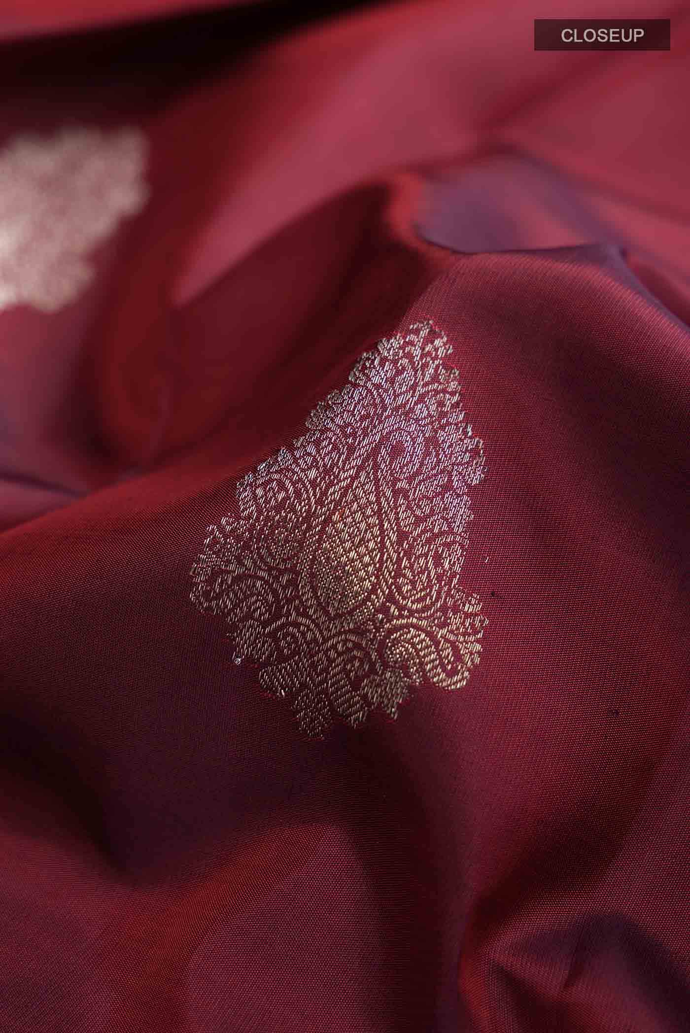 Maroon Kanchipuram Silk Saree - Image 3