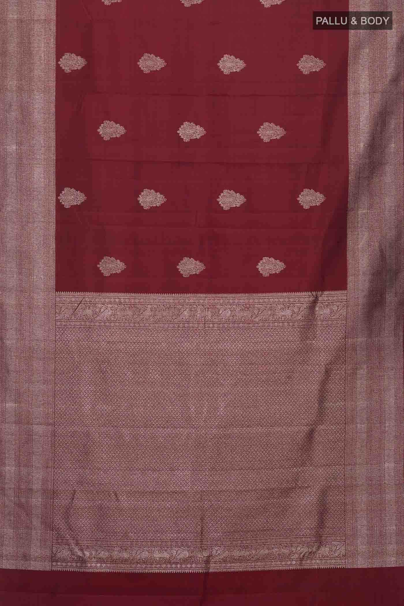 Maroon Kanchipuram Silk Saree - Image 4