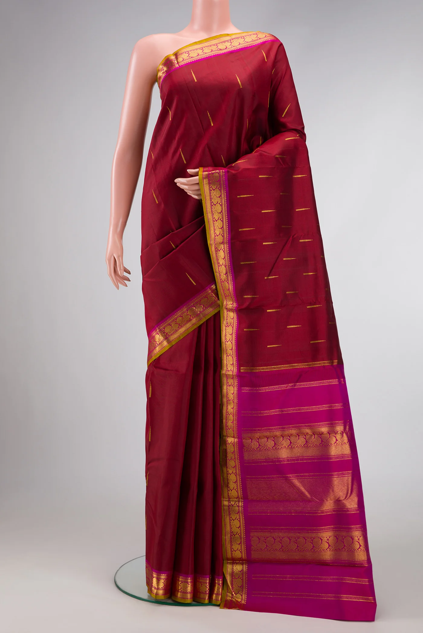 Maroon Kanchipuram Silk Saree