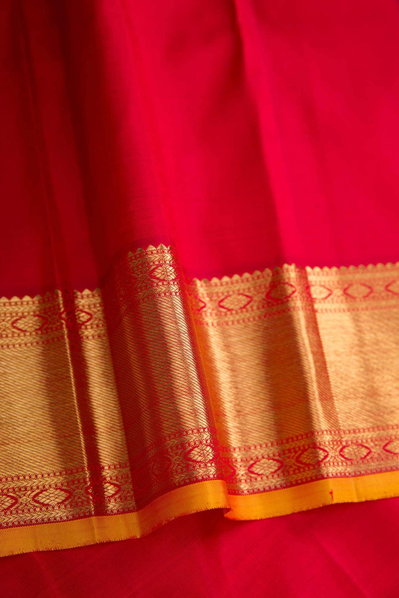 Pure Silk Pure Zari Maroon Dual Tone Kanjivaram Saree - Image 6