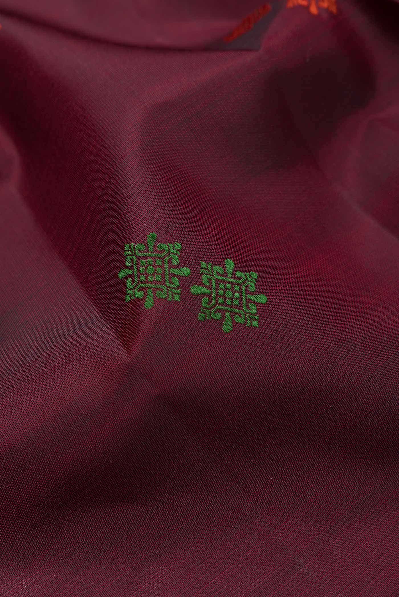 Maroon Kanchipuram Silk Saree - Image 3