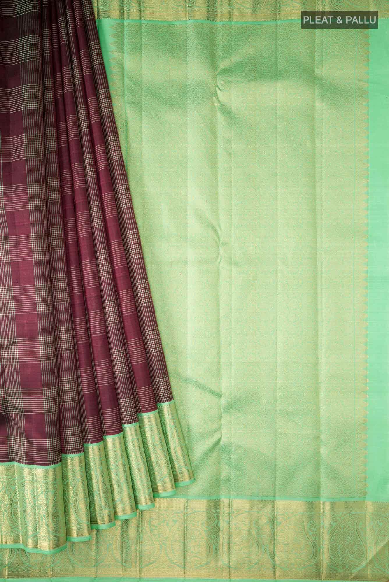 Pure Silk Pure Zari Maroon Kanchipuram Saree - Image 2