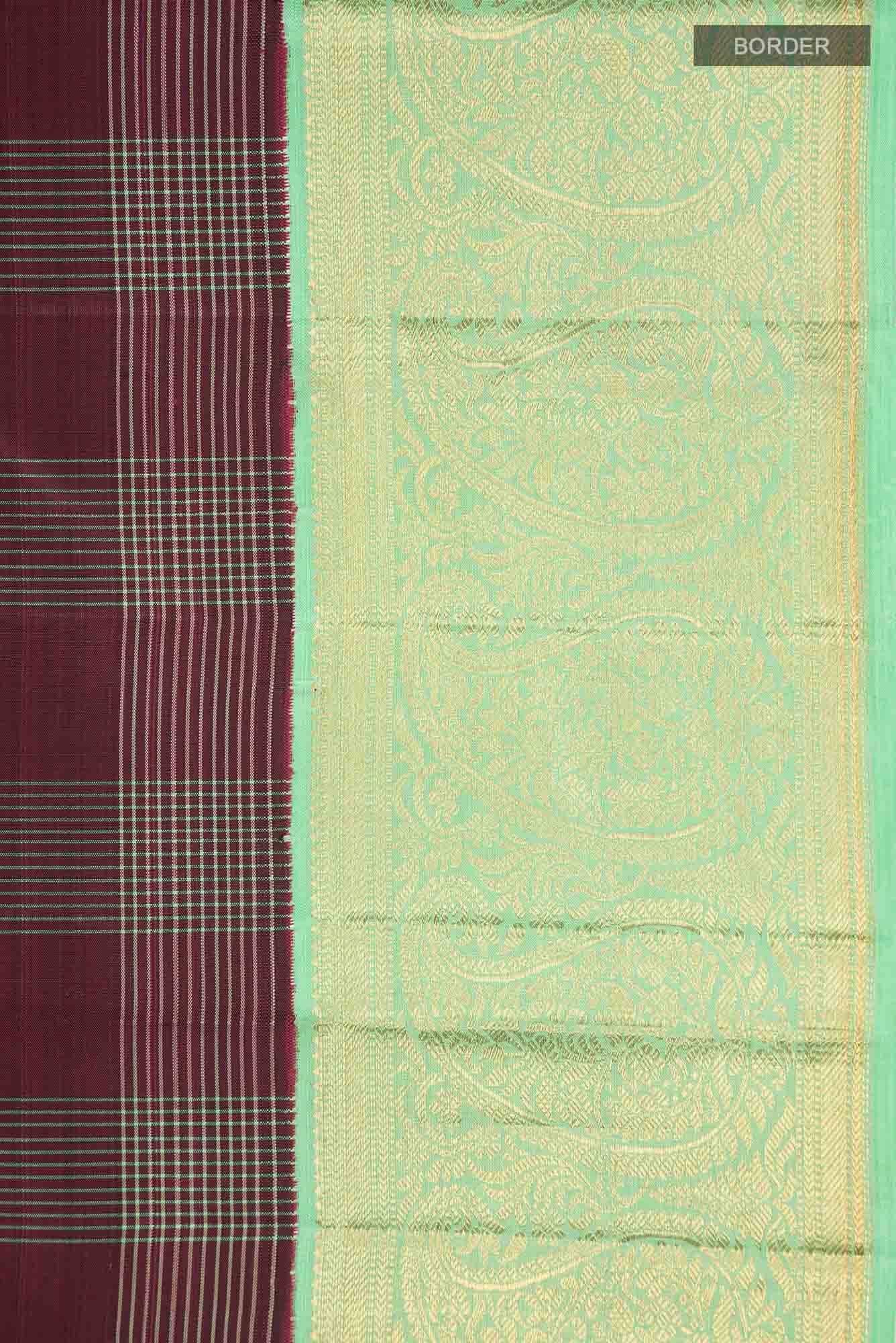 Pure Silk Pure Zari Maroon Kanchipuram Saree - Image 6