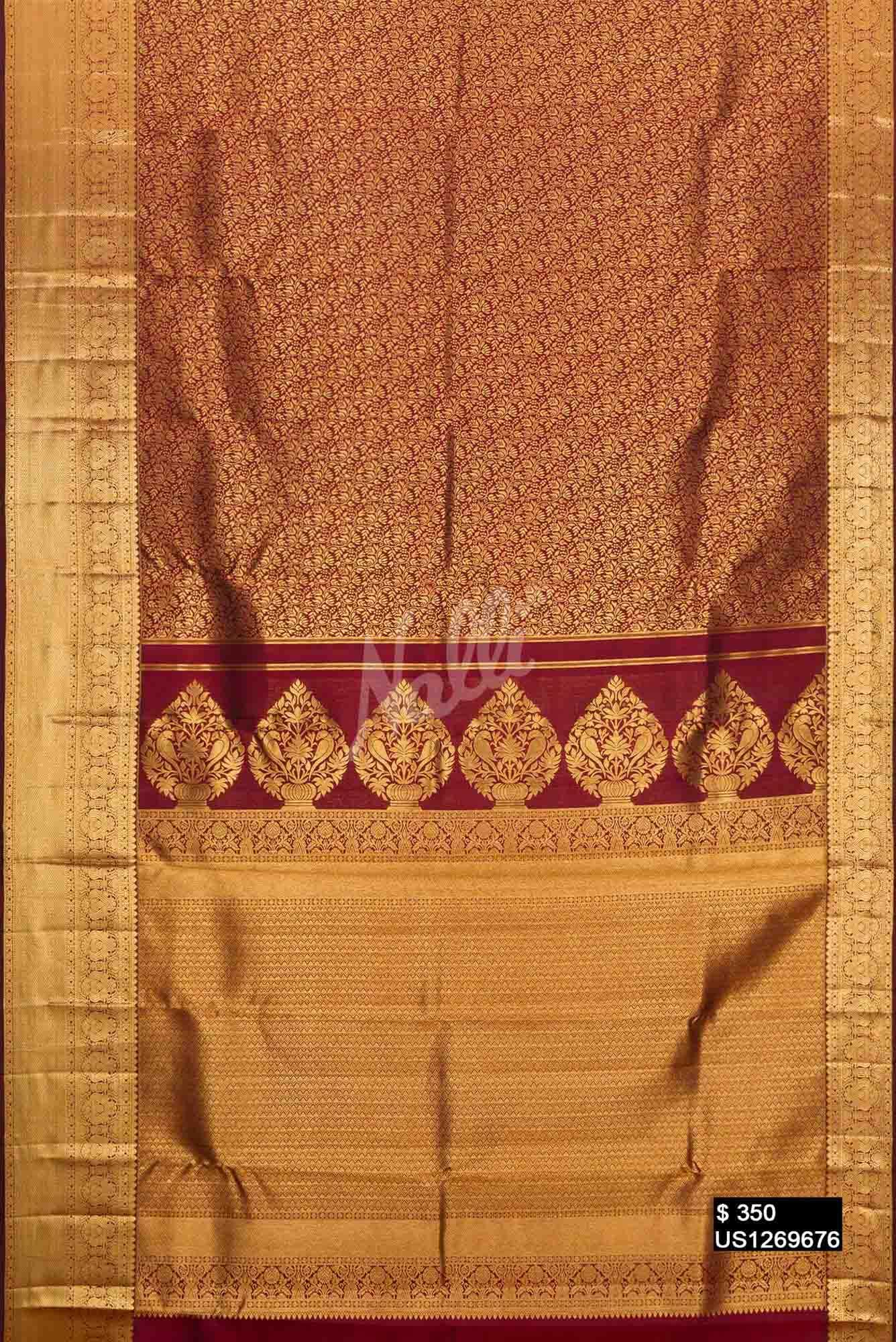 Maroon Kanchipuram Silk Saree