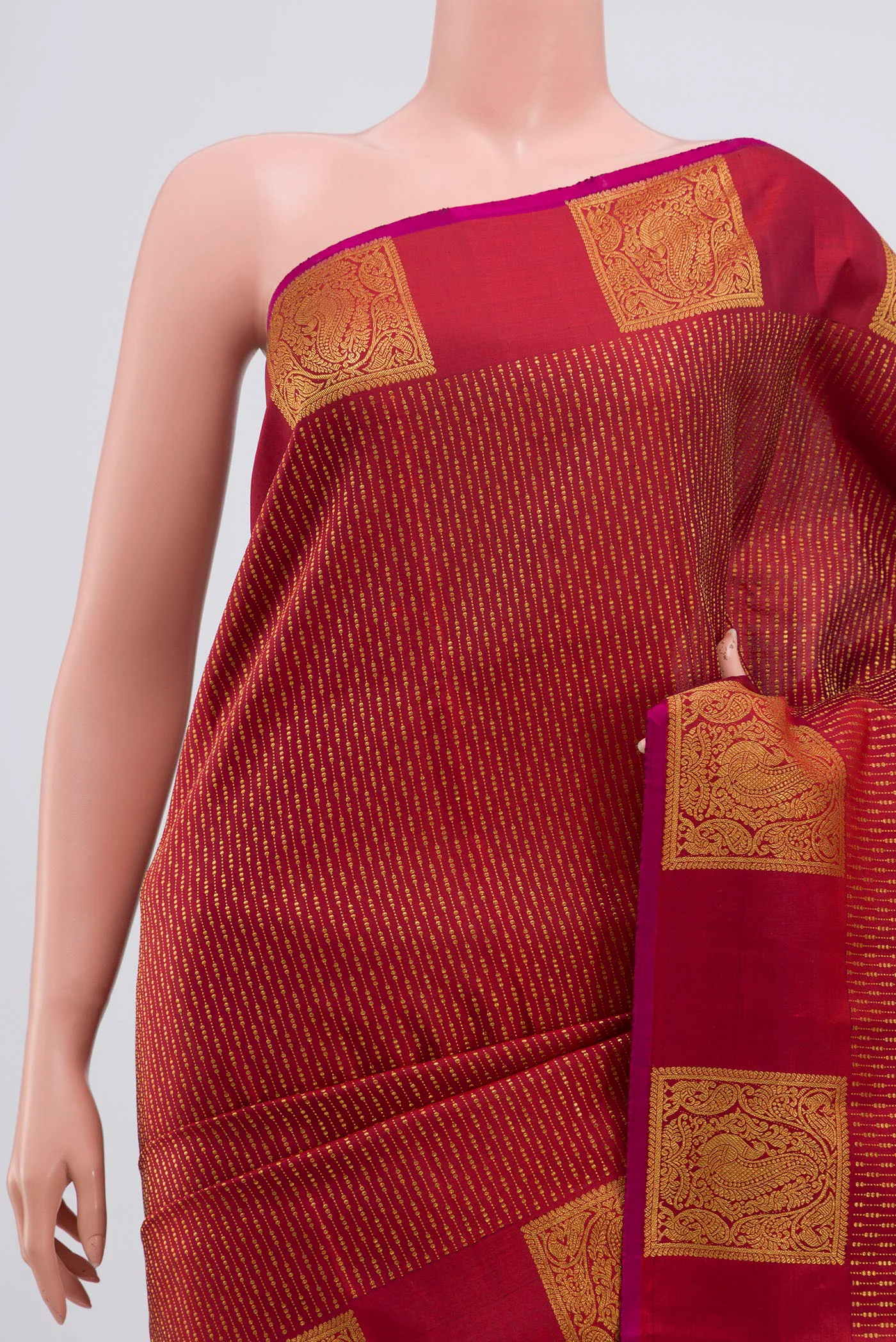 Maroon Kanjivaram Silk Saree - Image 2