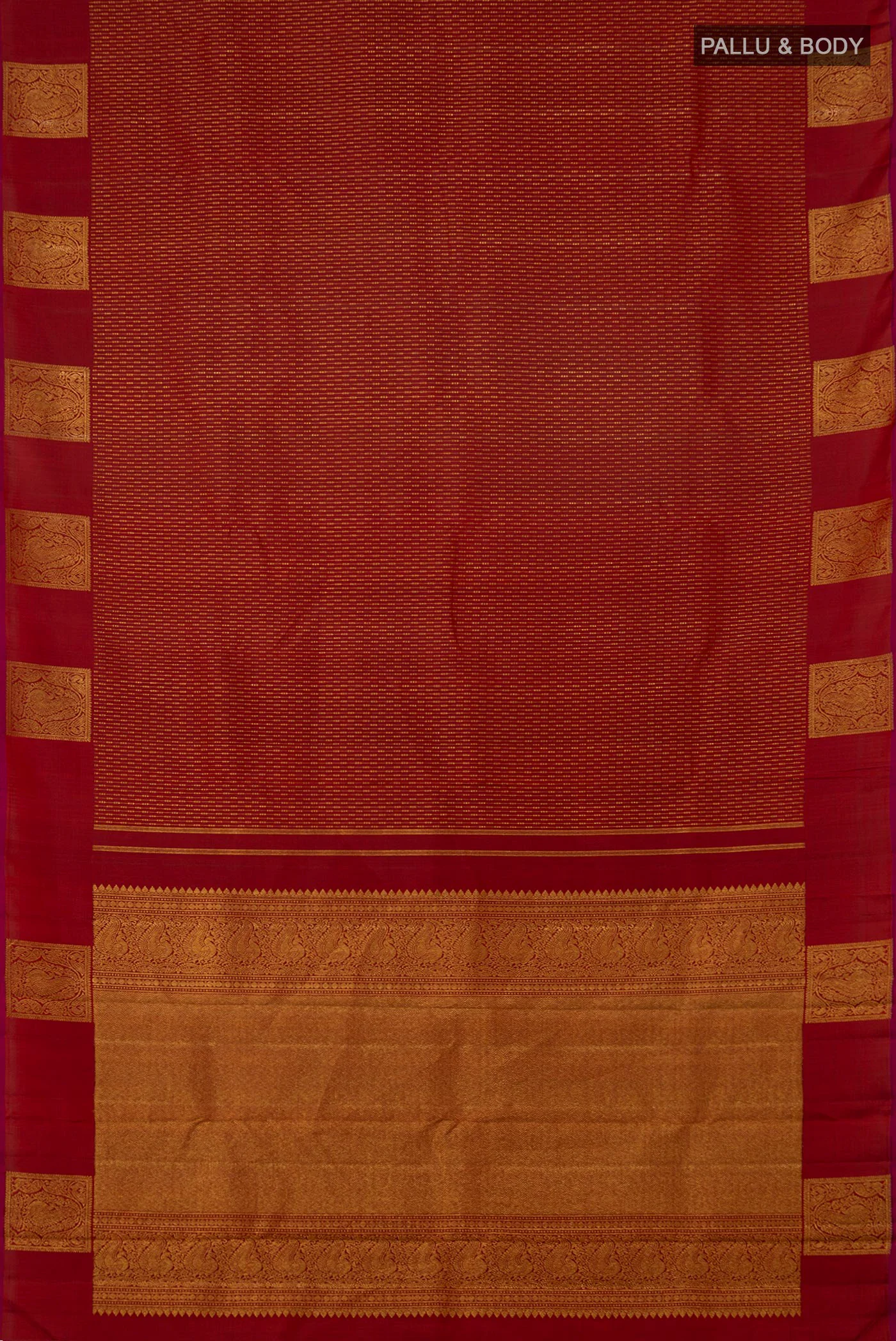 Maroon Kanjivaram Silk Saree - Image 5