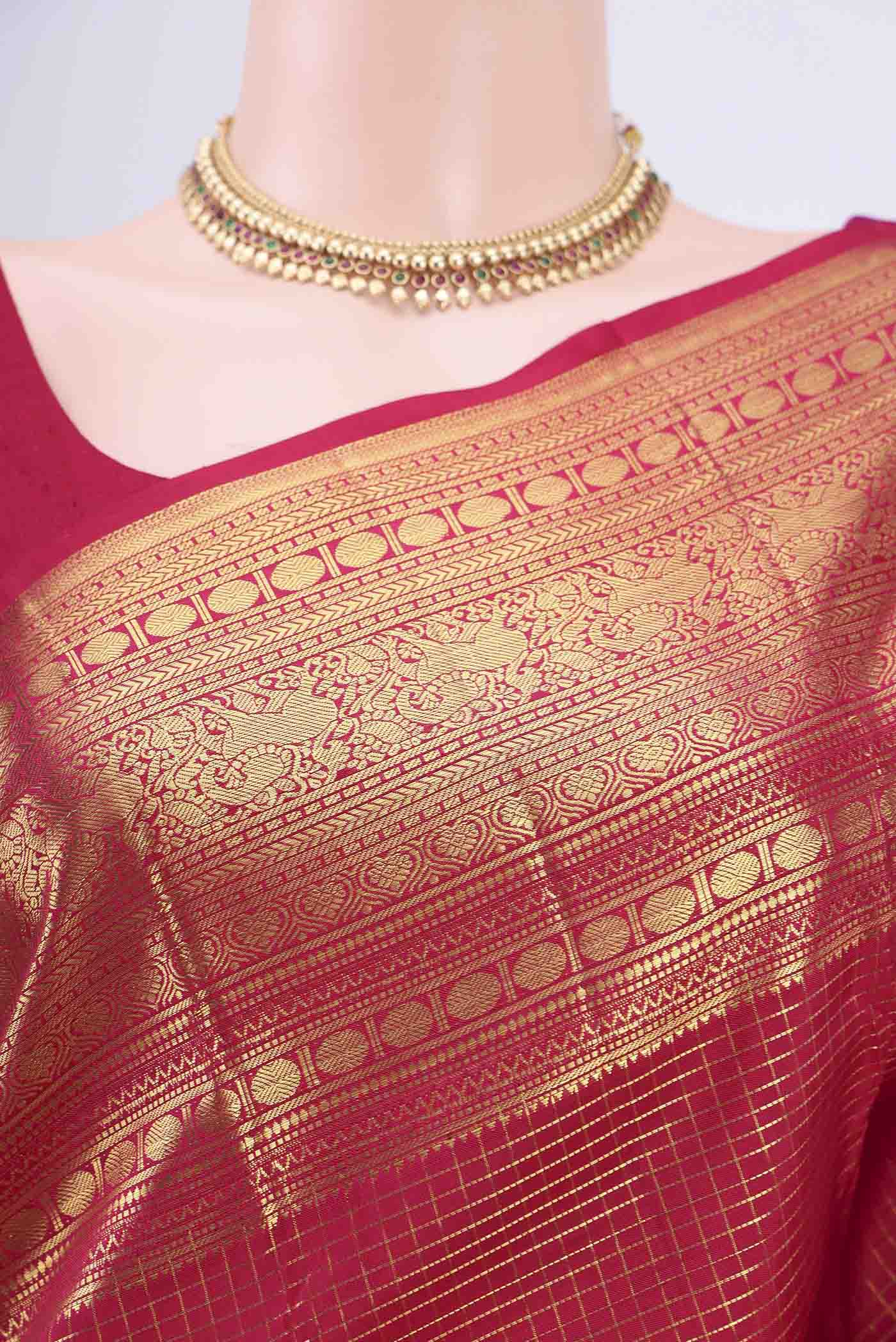 Maroon Kanjivaram Silk Saree - Image 2