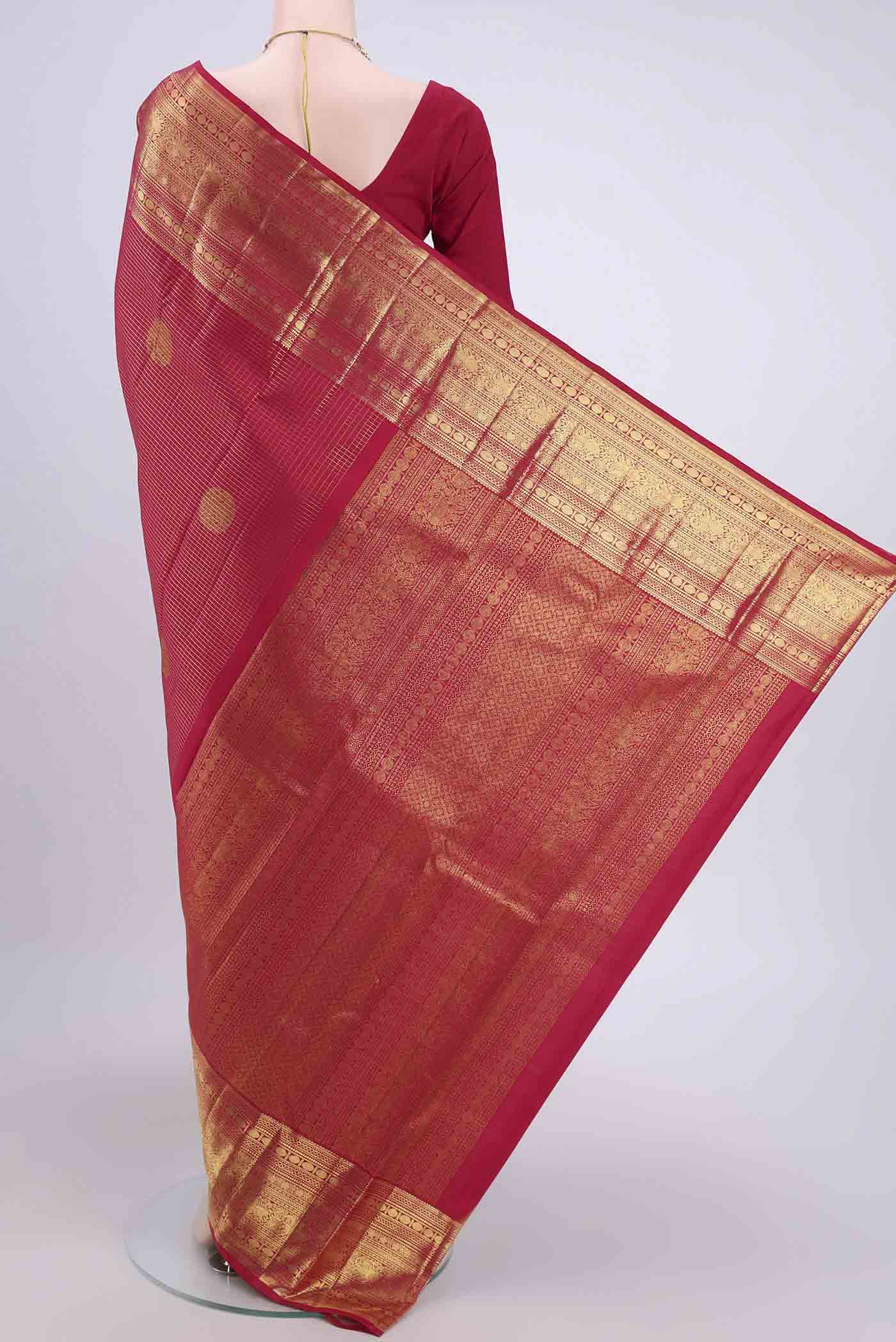Maroon Kanjivaram Silk Saree - Image 3