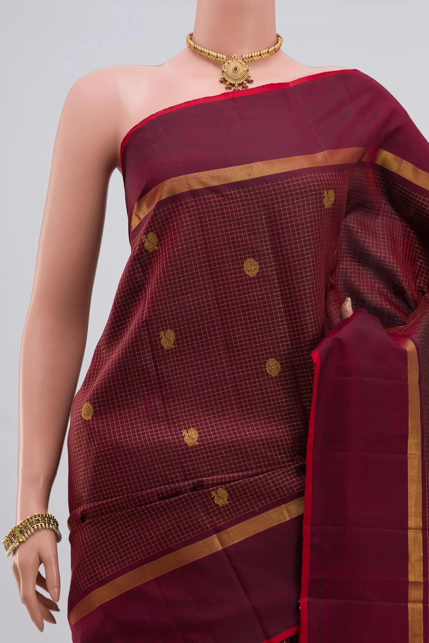 Maroon Kanjivaram Saree - Image 2