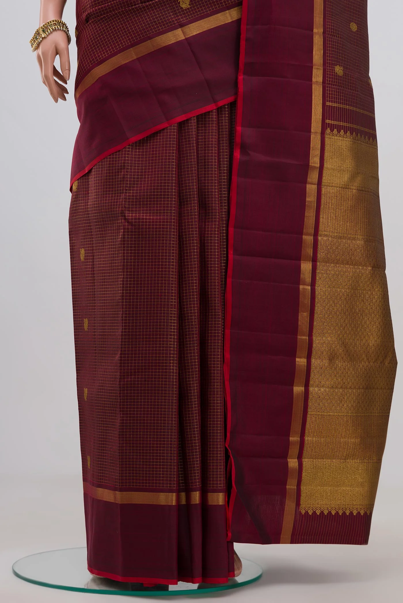Maroon Kanjivaram Saree - Image 3