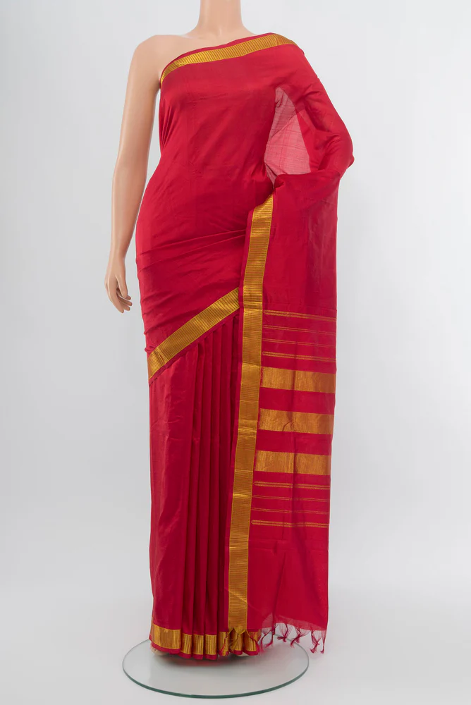Maroon Kanjivaram Silk Nine Yards Saree