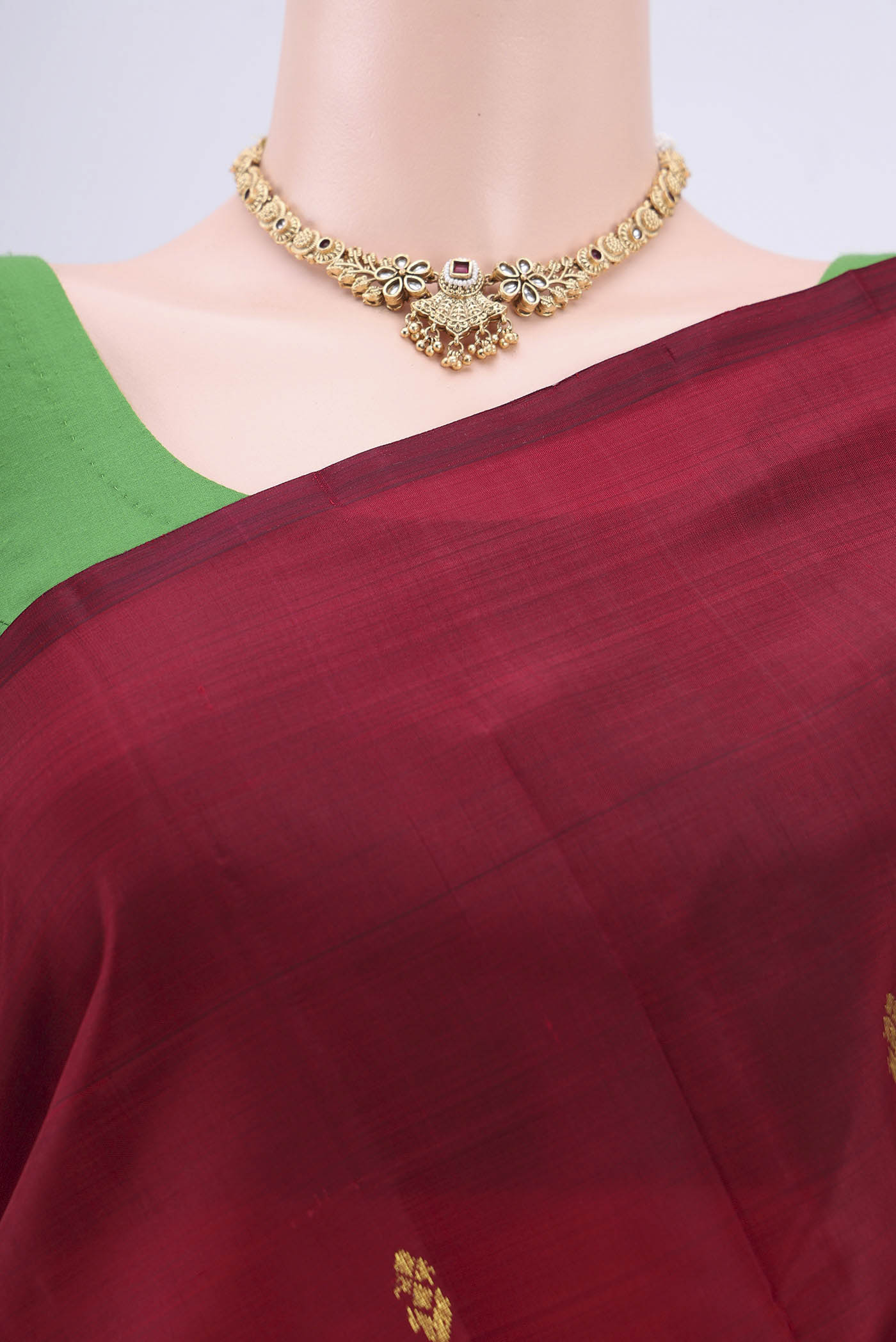 Maroon Kanjivaram Silk Saree - Image 2