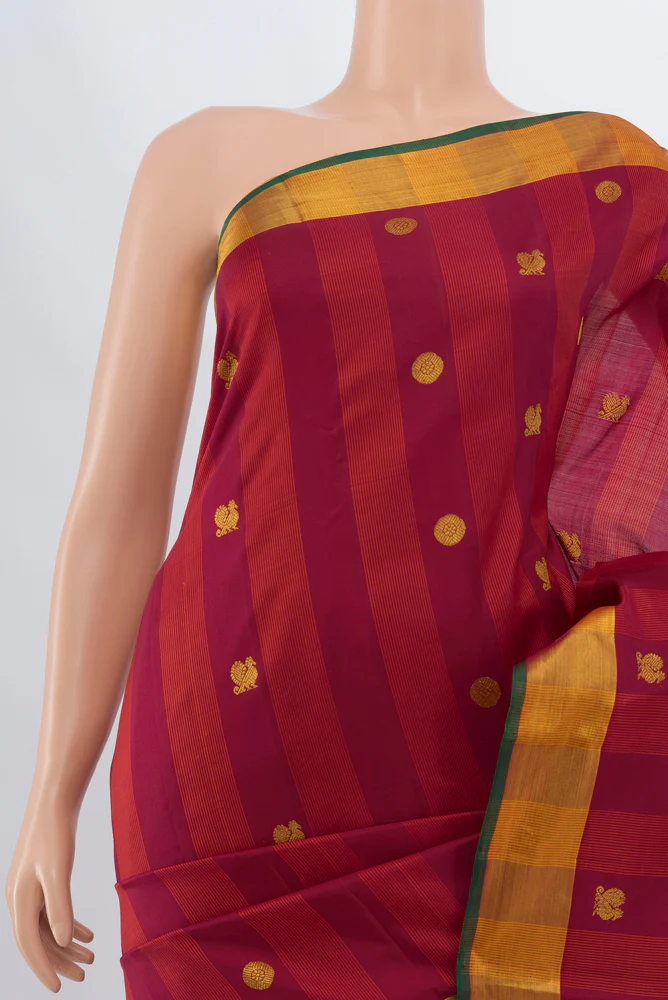 Maroon Kanjivaram Silk Saree - Image 2