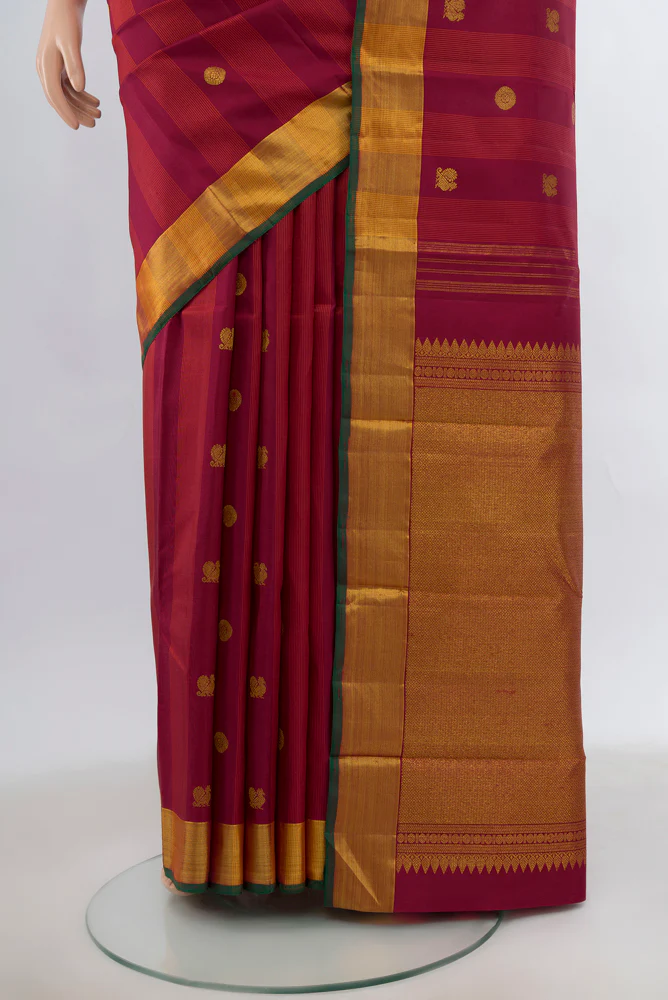 Maroon Kanjivaram Silk Saree - Image 3