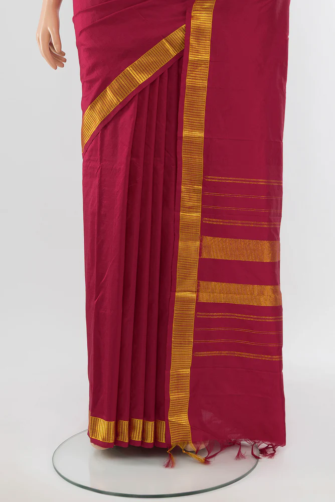 Maroon Kanjivaram Silk Saree - Image 3