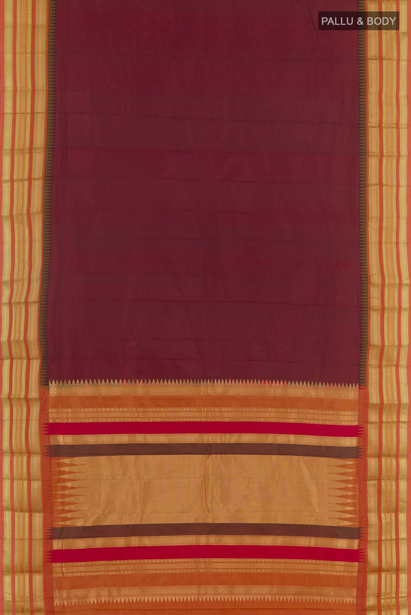 Maroon Bangalore Silk Saree - Image 3