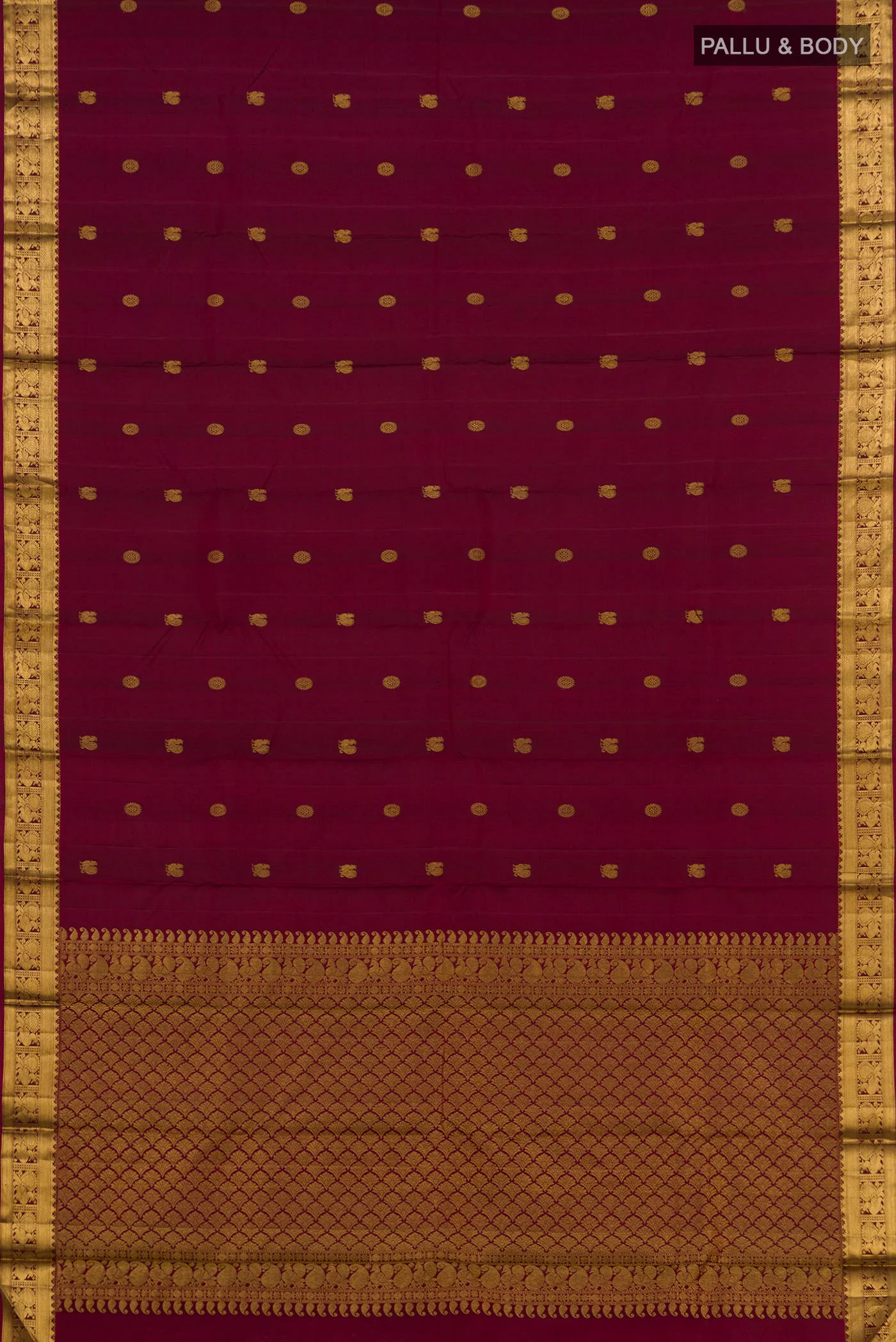 Maroon Kanjivaram Silk Saree - Image 5