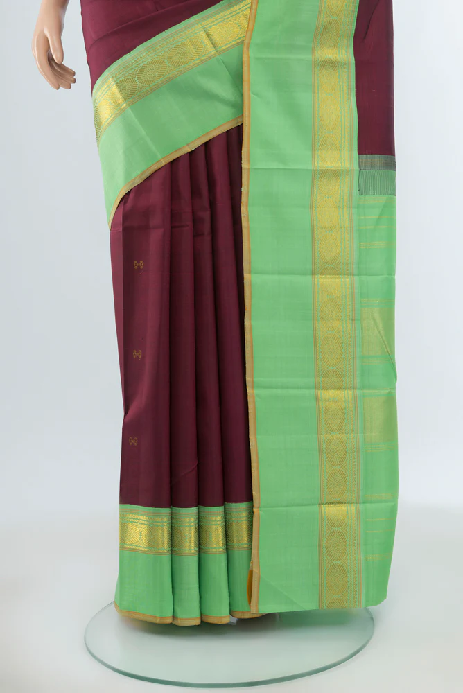 Maroon Kanjivaram Silk Saree - Image 3