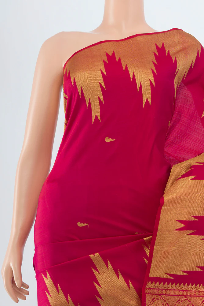 Maroon Kanjivaram Silk Saree - Image 2