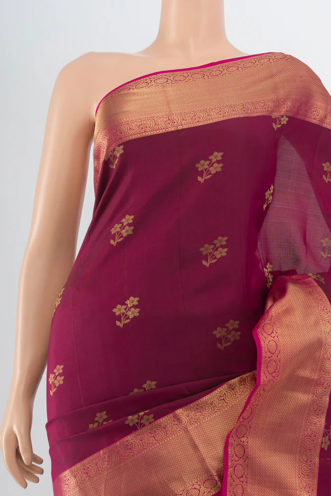 Maroon Kanjivaram Silk Saree - Image 2