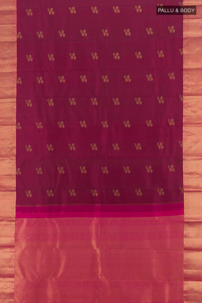 Maroon Kanjivaram Silk Saree - Image 5