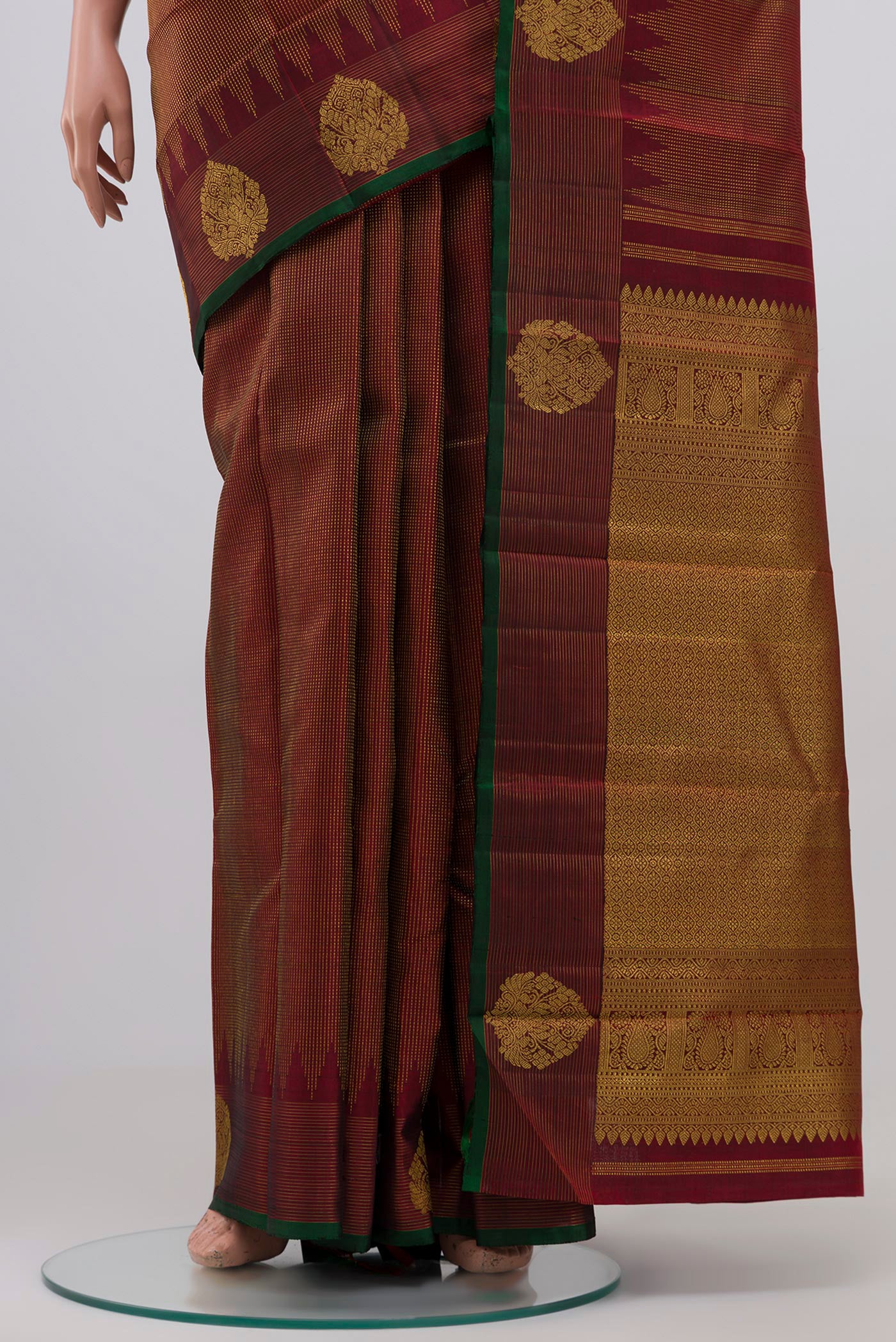 Maroon Kanjivaram Silk Saree - Image 3