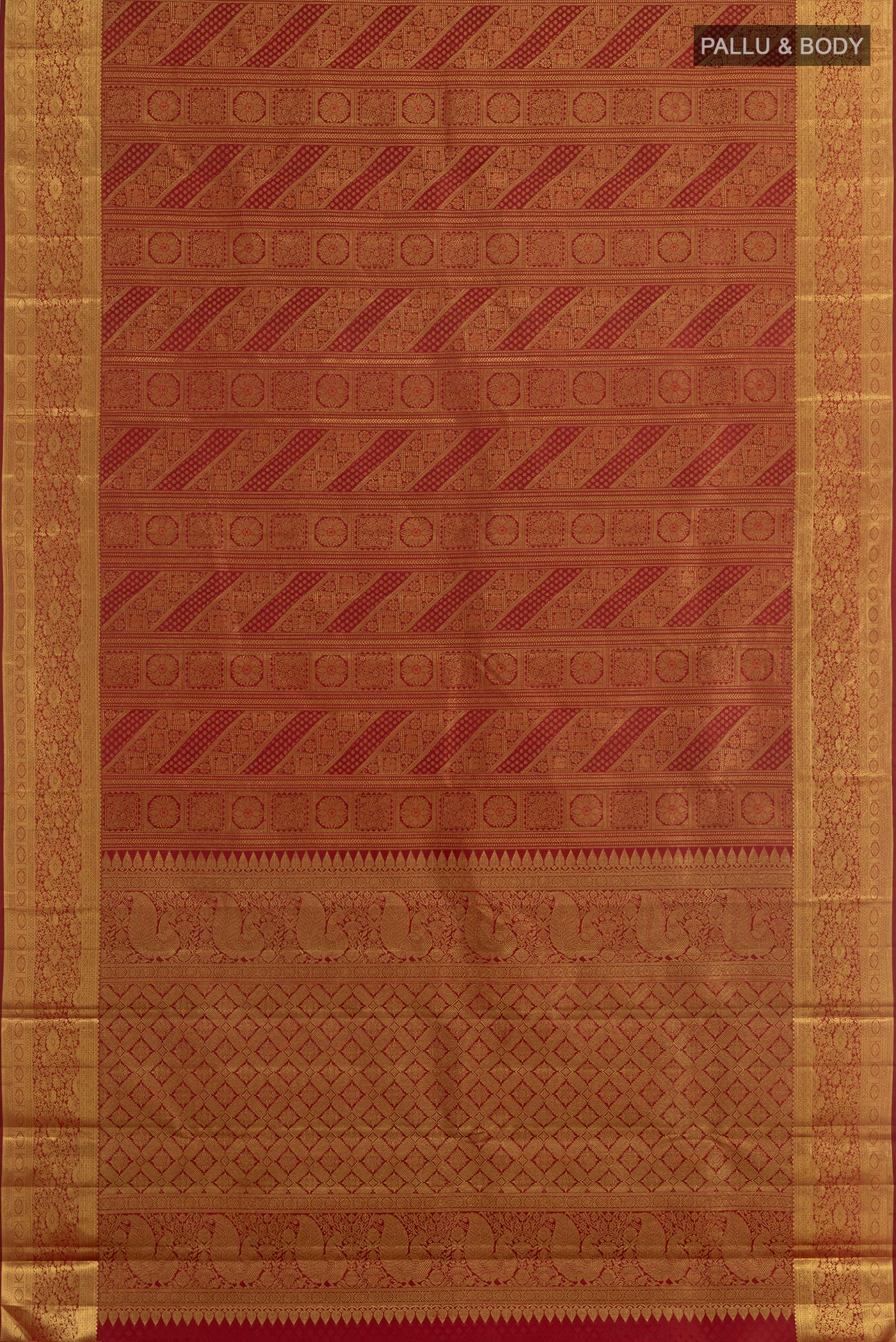 Maroon Kanjivaram Silk Saree - Image 3