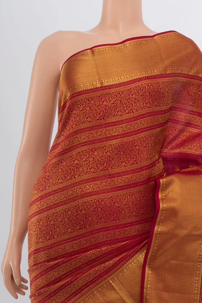 Maroon Kanjivaram Silk Saree - Image 2