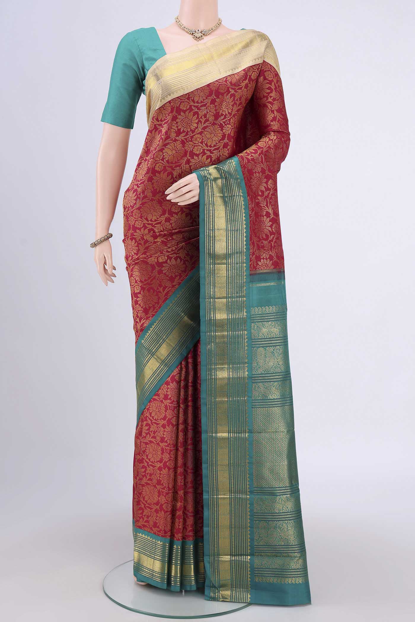 Pure Silk Pure Zari Maroon Kanjivaram Saree