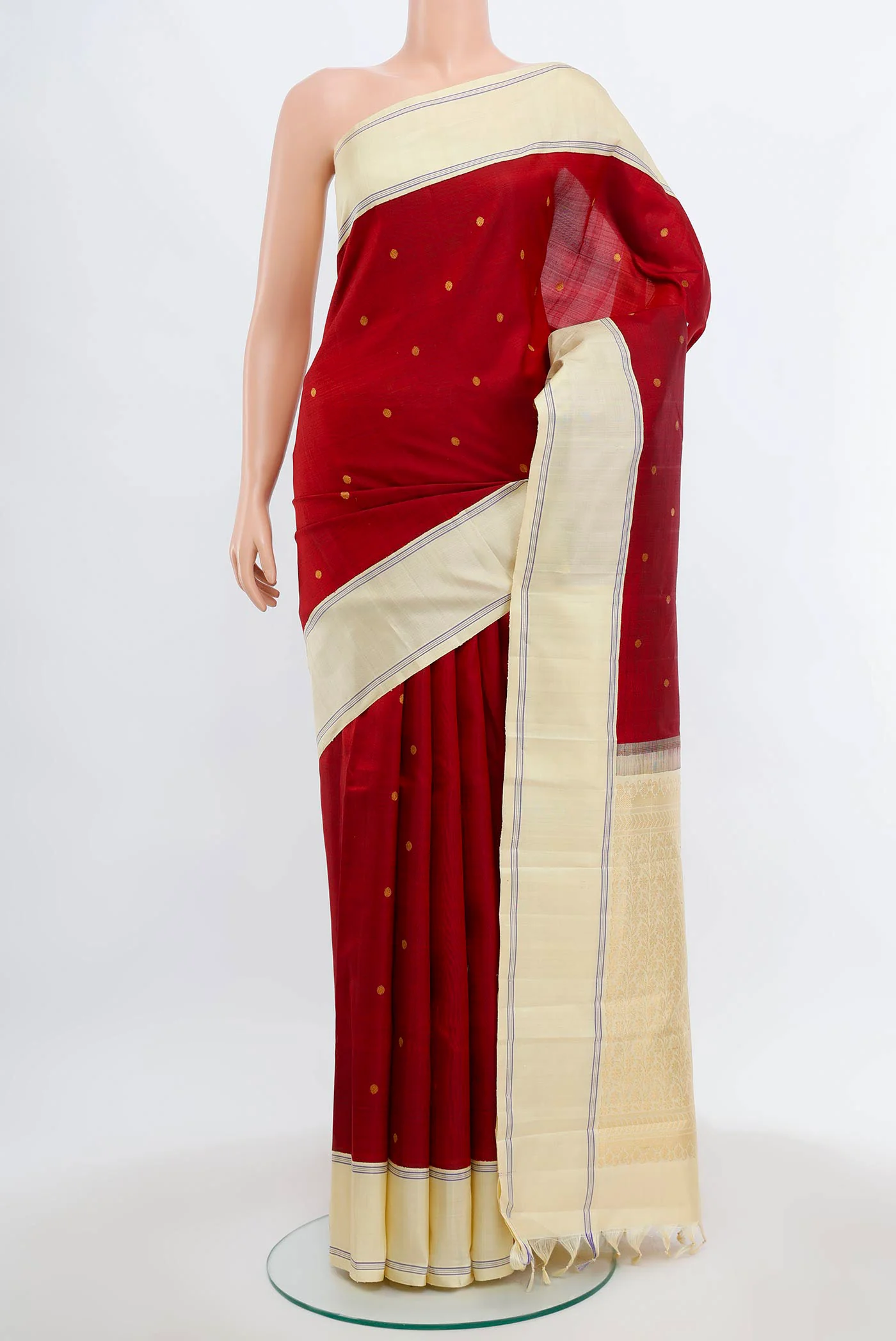Deep Red Kanjivaram Silk Saree