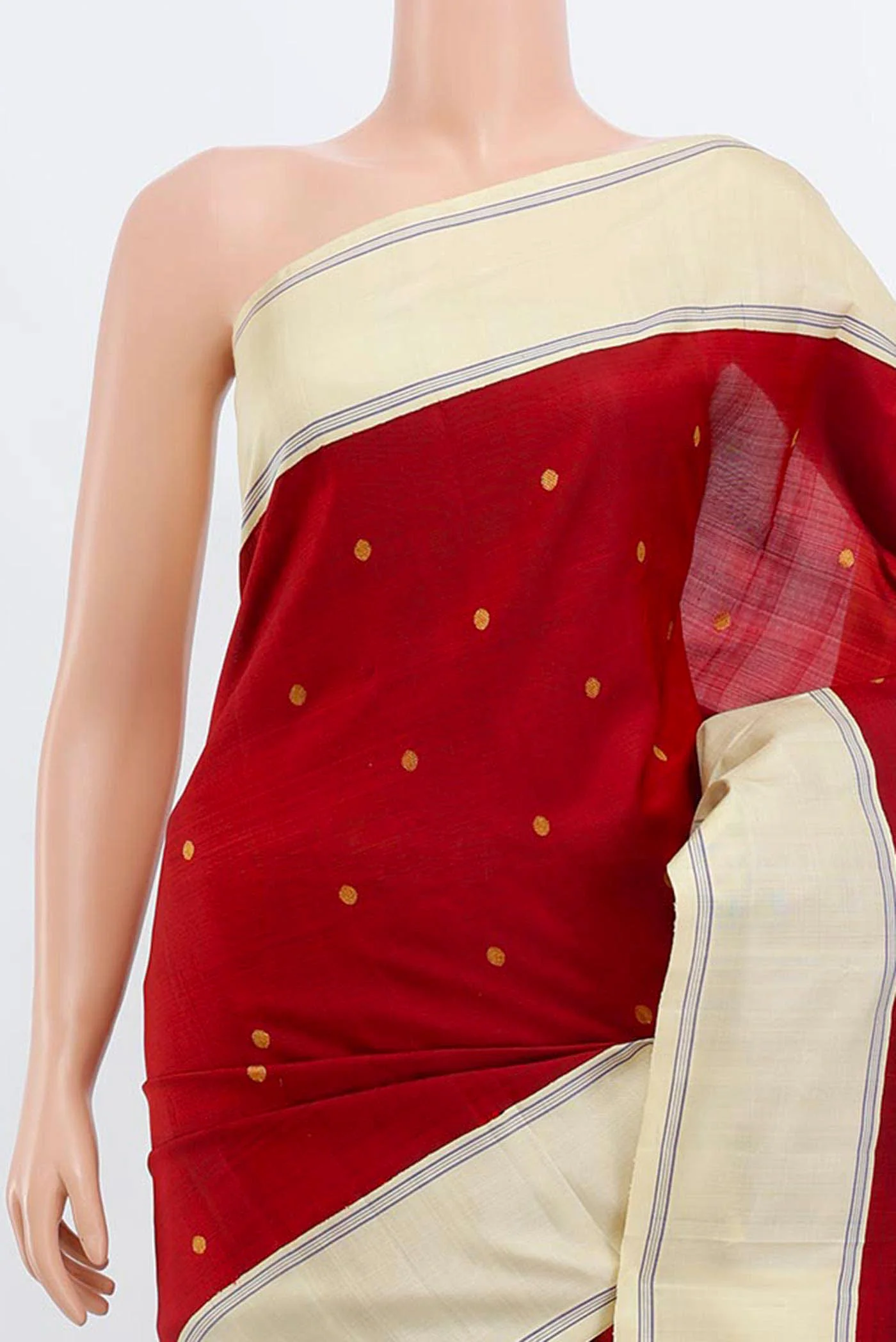 Deep Red Kanjivaram Silk Saree - Image 2