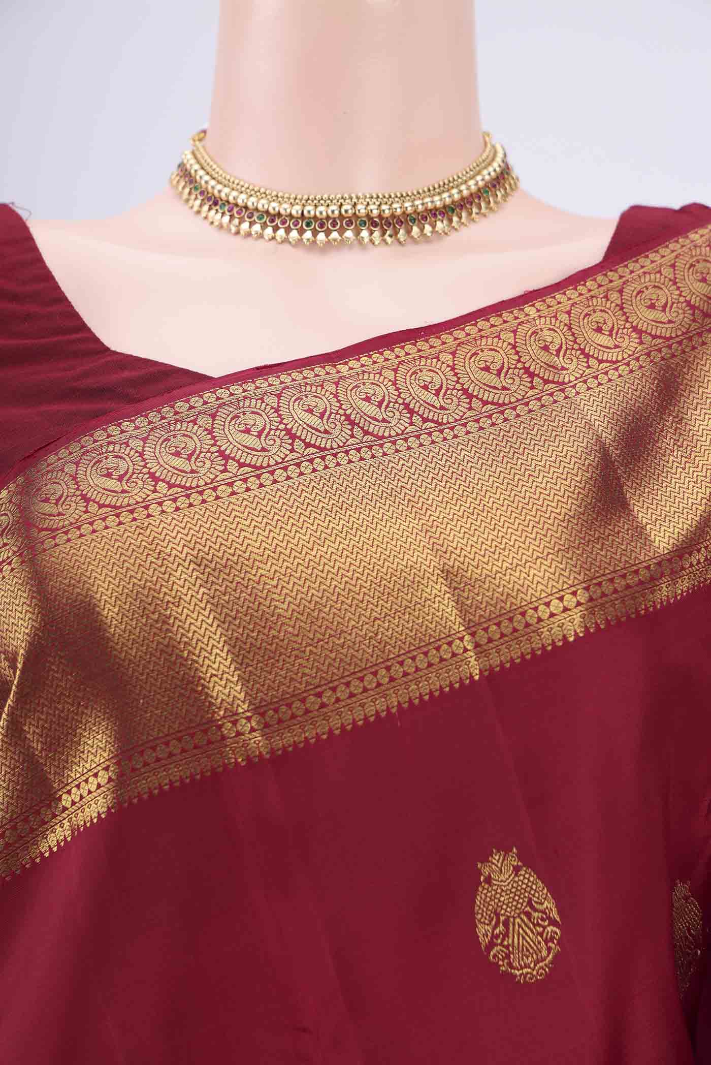 Maroon Kanjivaram Silk Saree - Image 2